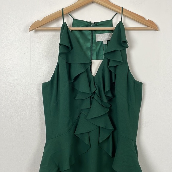 Badgley Mischka Platinum dress womens size 4 sleeveless ruffle front formal - Picture 3 of 10